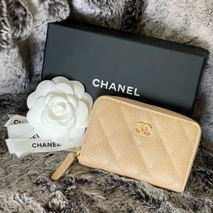 Chanel Zippy Card Holder Light Beige - Claire Beige w GHW BRAND NEW FULL SET